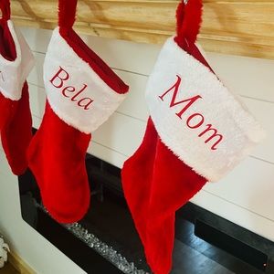 Personalized Christmas Stockings with Name,Red Velvet Holiday Stocking